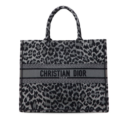 Second hand Dior Book Tote Large Embroidery Canvas Handbag Grey - Tabita Bags