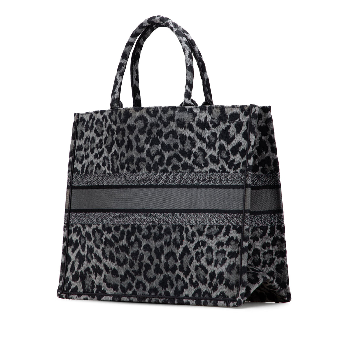 Second hand Dior Book Tote Large Embroidery Canvas Handbag Grey - Tabita Bags