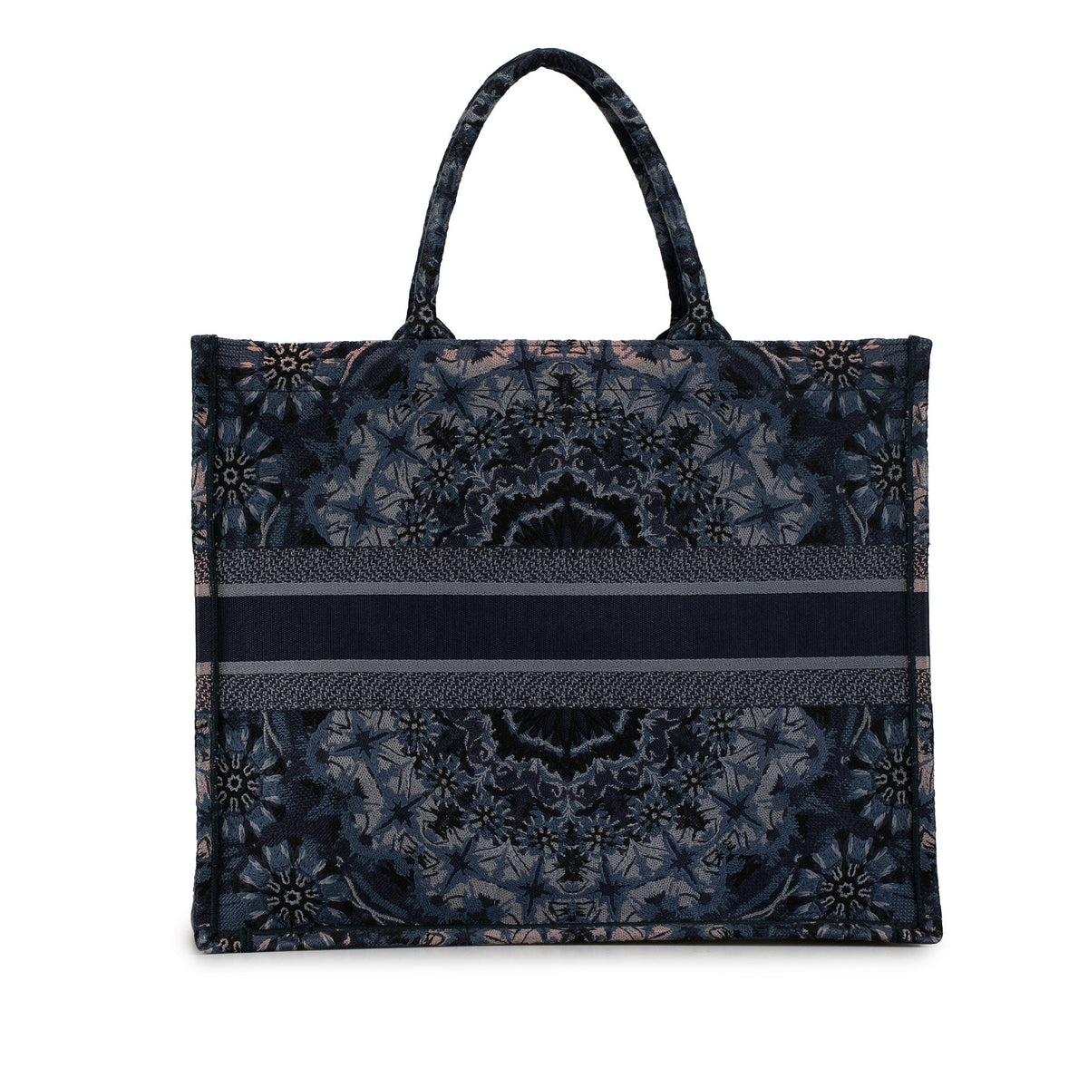 Second hand Dior Book Tote Large Embroidery Canvas Handbag Kaleidiorscopic Blue - Tabita Bags