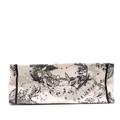 Second hand Dior Book Tote Large Embroidery Canvas Handbag White - Tabita Bags