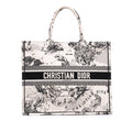 Second hand Dior Book Tote Large Embroidery Canvas Handbag White - Tabita Bags
