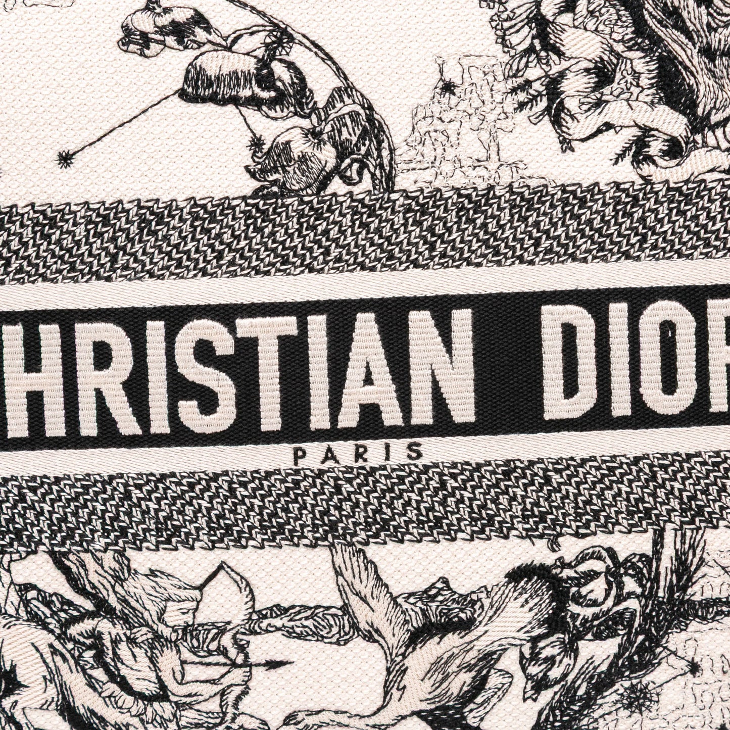 Second hand Dior Book Tote Large Embroidery Canvas Handbag White - Tabita Bags