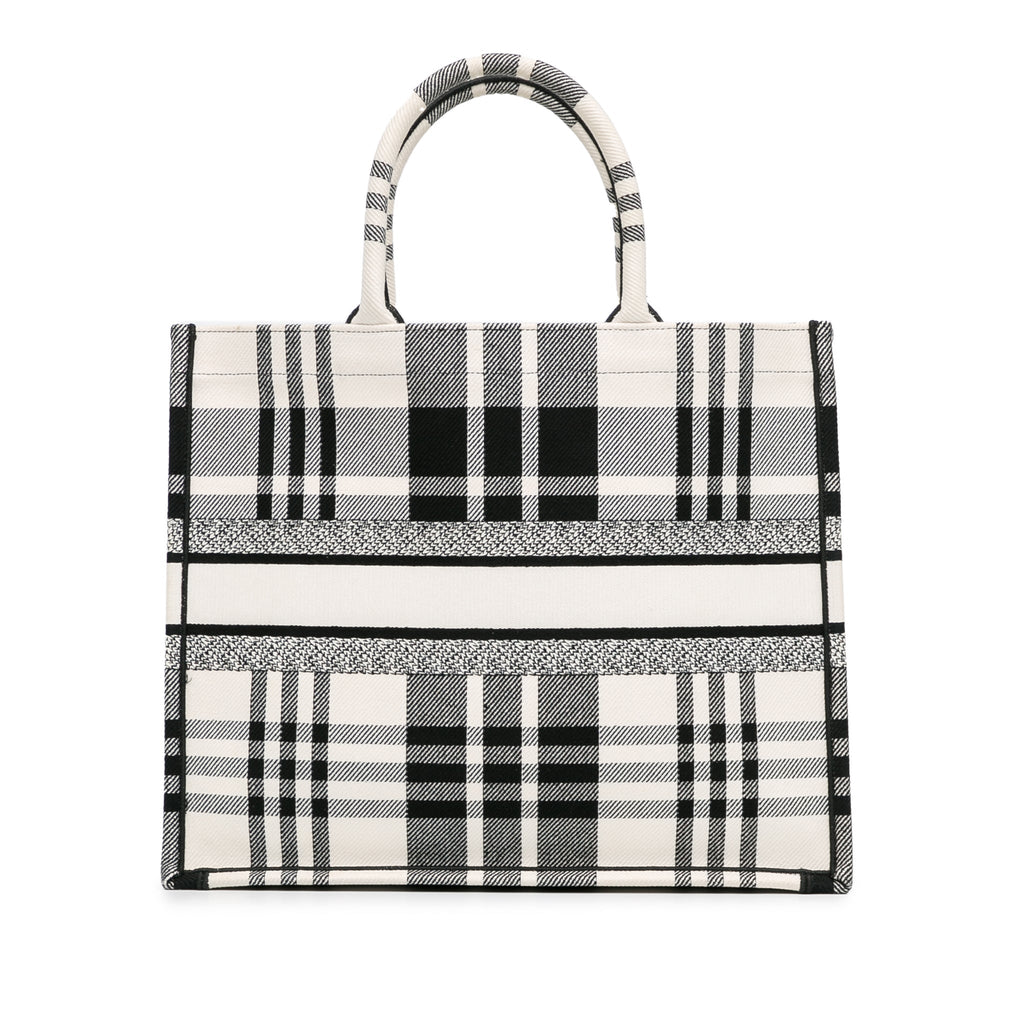Second hand Dior Book Tote Large Embroidery Canvas Handbag White - Tabita Bags