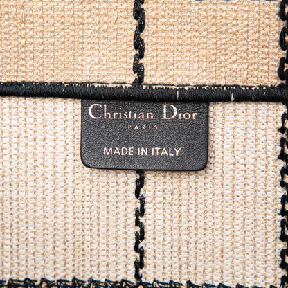 Second hand Dior Book Tote Medium Canvas Embroidery Handbag Beige - Tabita Bags