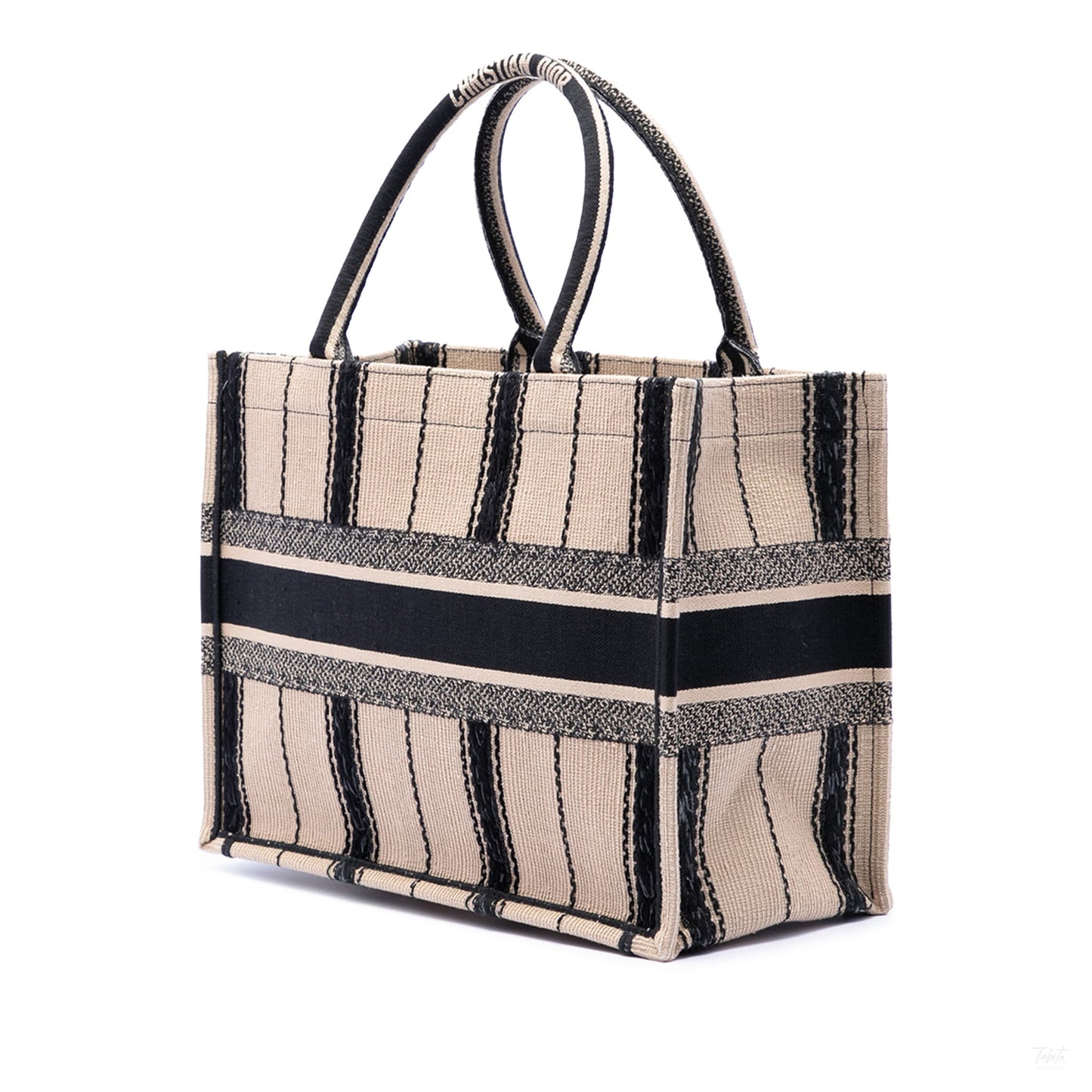 Second hand Dior Book Tote Medium Canvas Embroidery Handbag Beige - Tabita Bags