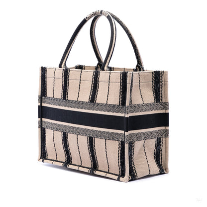 Second hand Dior Book Tote Medium Canvas Embroidery Handbag Beige - Tabita Bags