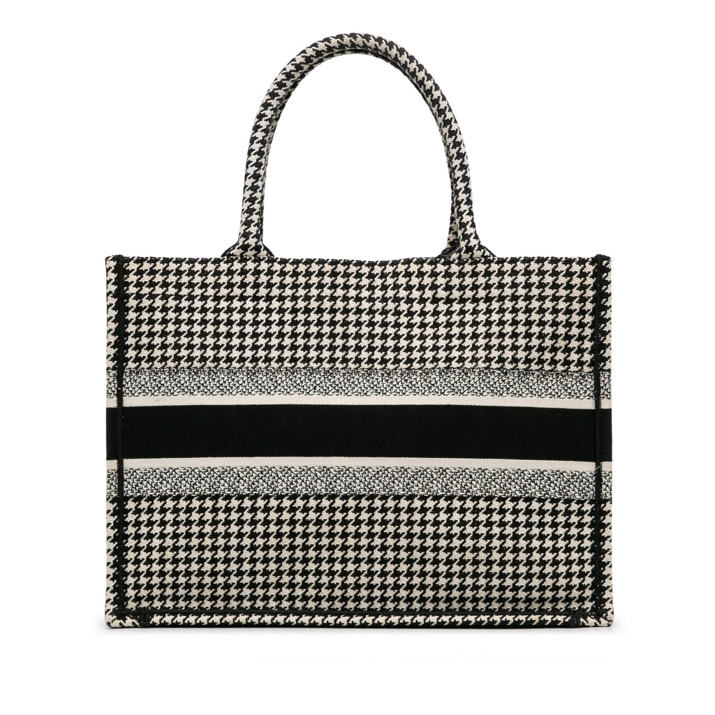 Second hand Dior Book Tote Medium Canvas Embroidery Handbag Black - Tabita Bags