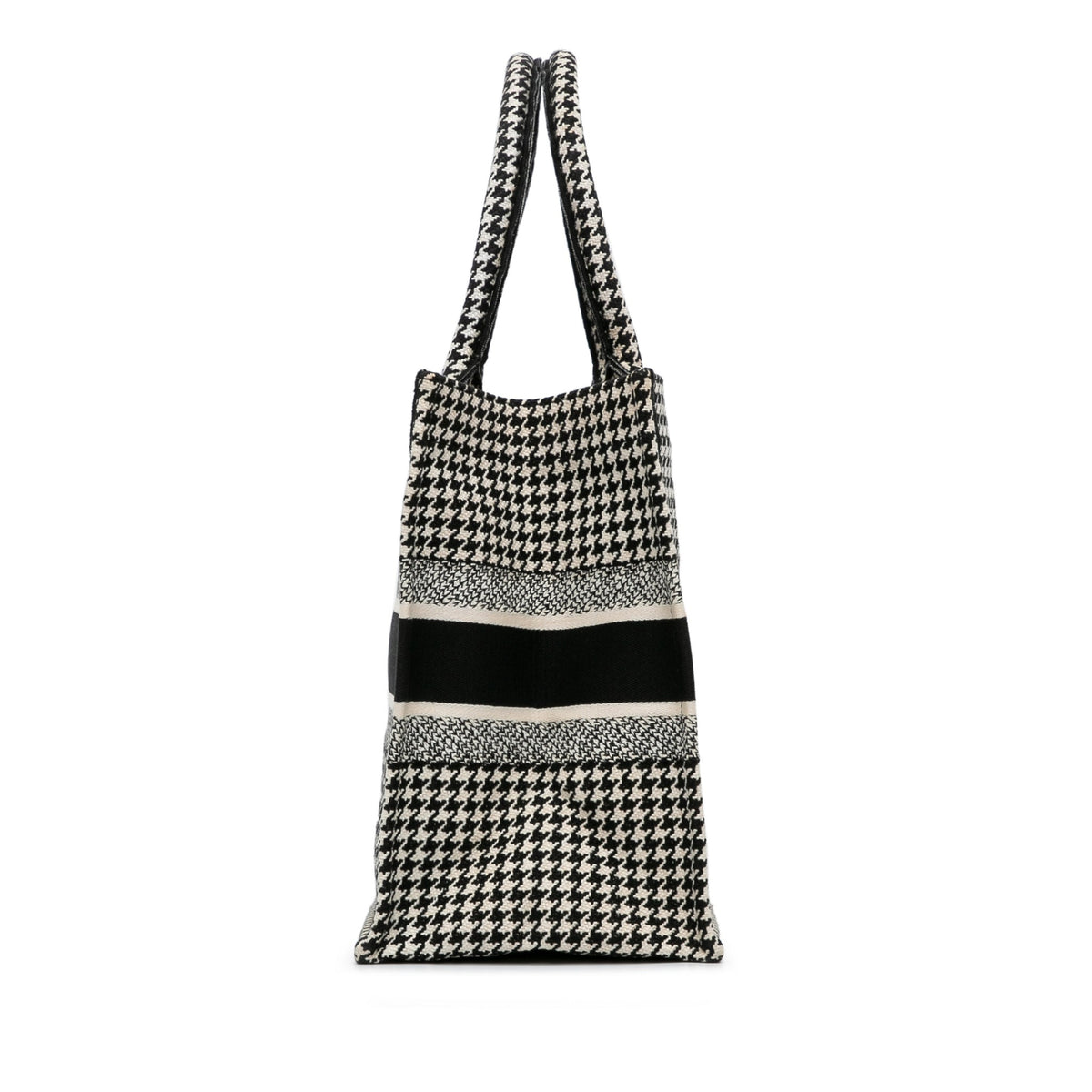 Second hand Dior Book Tote Medium Canvas Embroidery Handbag Black - Tabita Bags