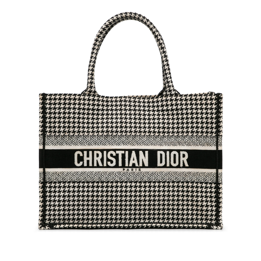 Second hand Dior Book Tote Medium Canvas Embroidery Handbag Black - Tabita Bags