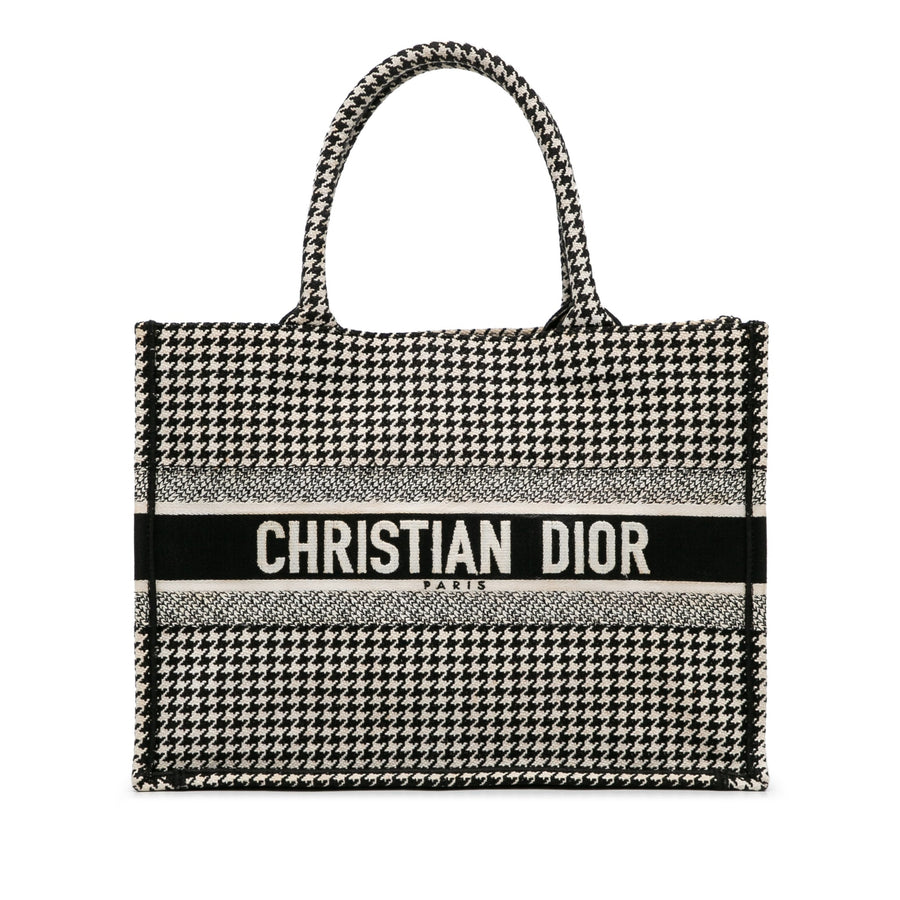 Second hand Dior Book Tote Medium Canvas Embroidery Handbag Black - Tabita Bags