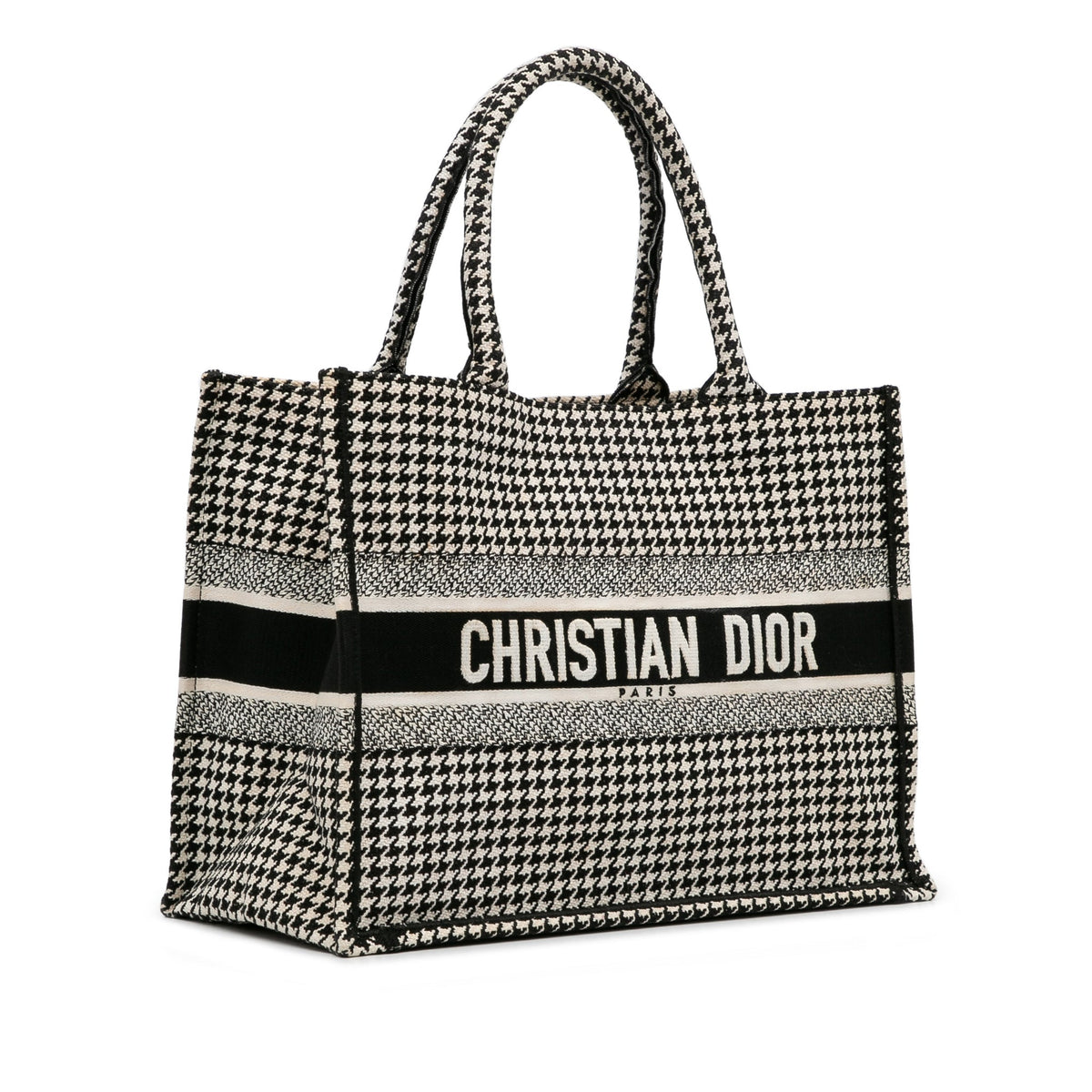 Second hand Dior Book Tote Medium Canvas Embroidery Handbag Black - Tabita Bags