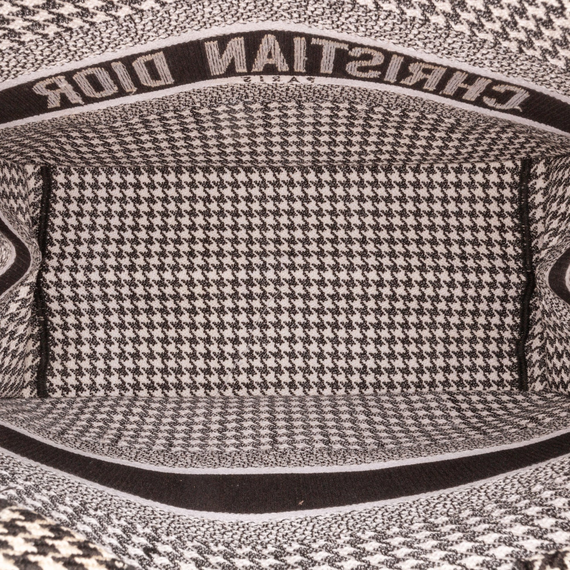 Second hand Dior Book Tote Medium Canvas Embroidery Handbag Black - Tabita Bags