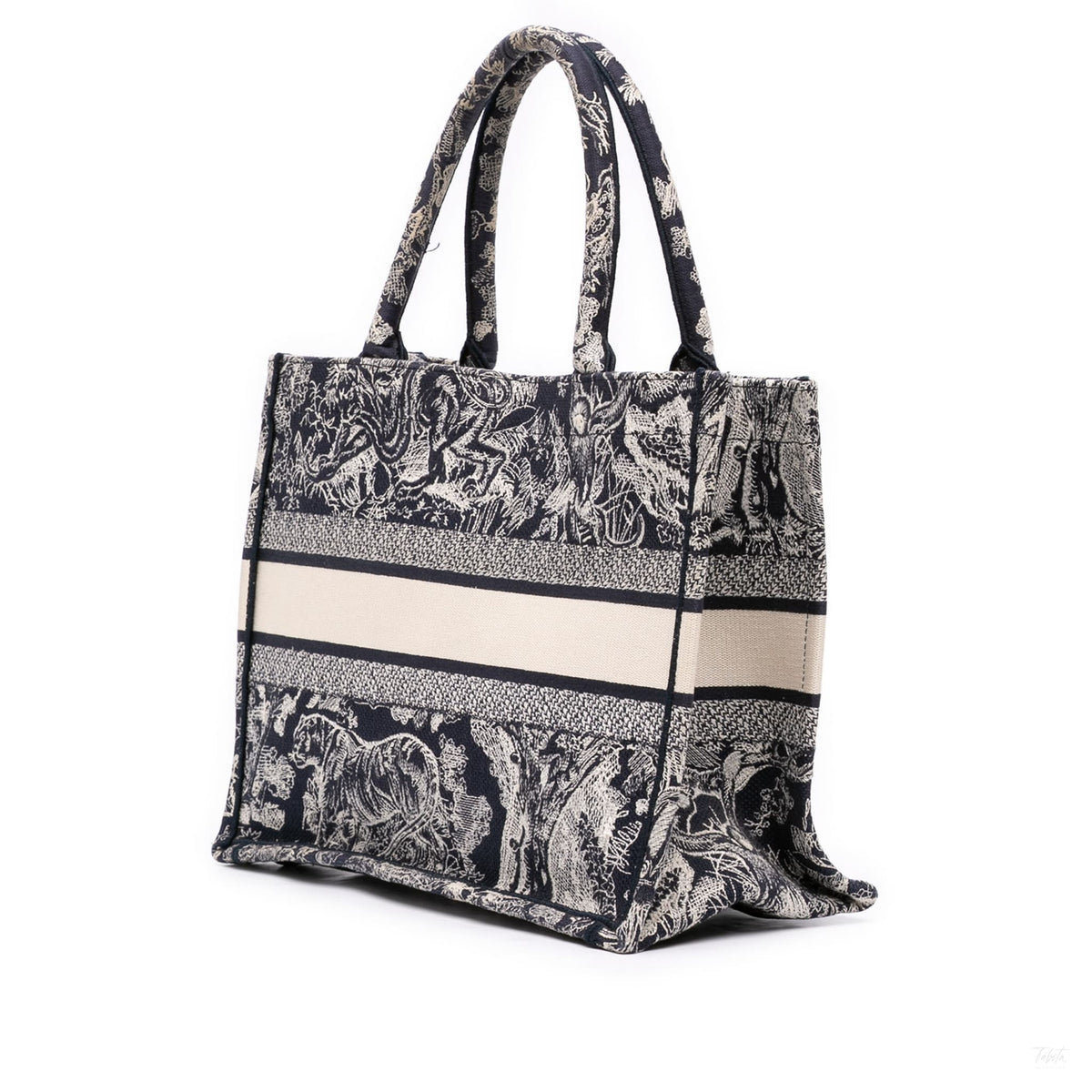 Second hand Dior Book Tote Medium Canvas Embroidery Handbag Blue - Tabita Bags