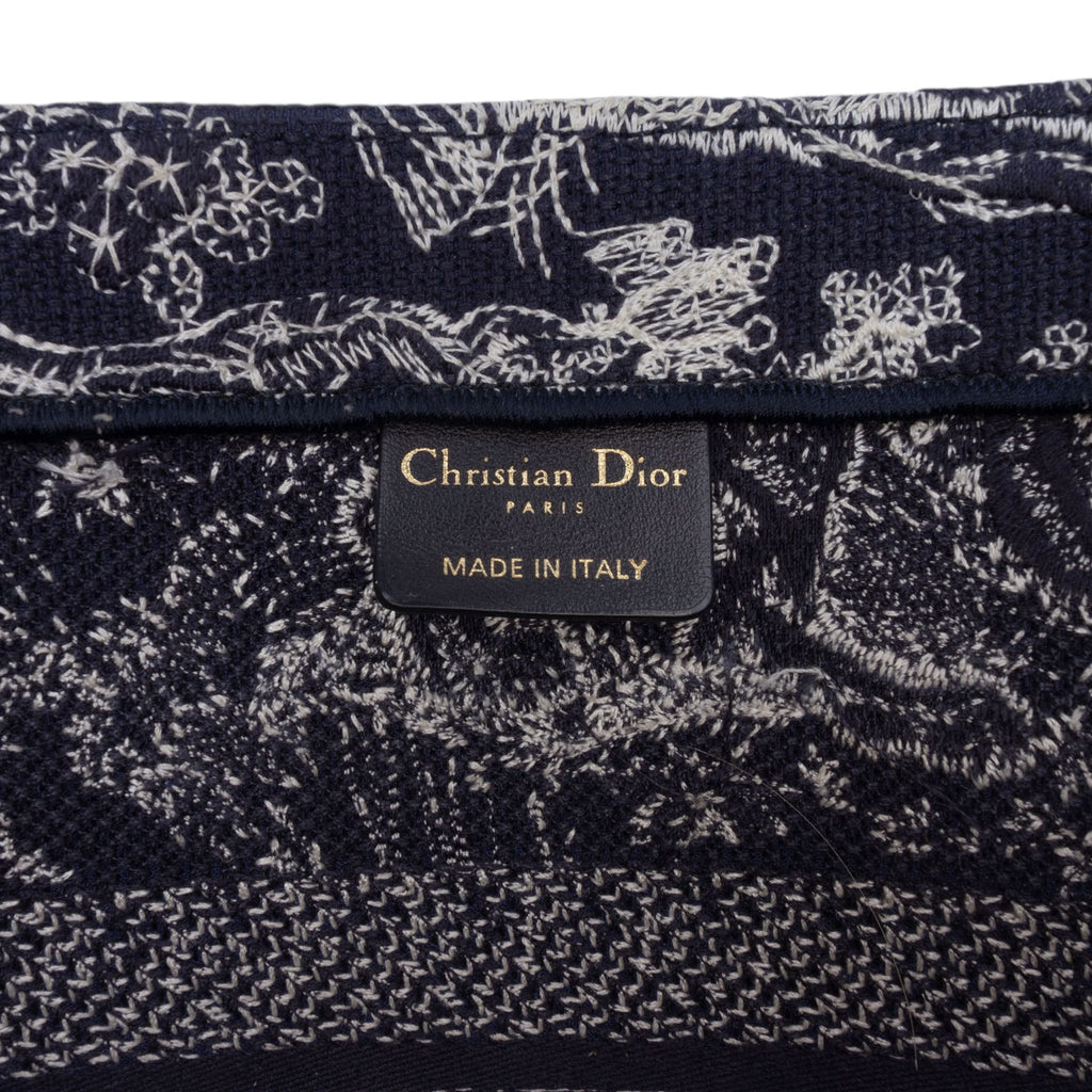 Second hand Dior Book Tote Medium Canvas Embroidery Handbag Blue - Tabita Bags