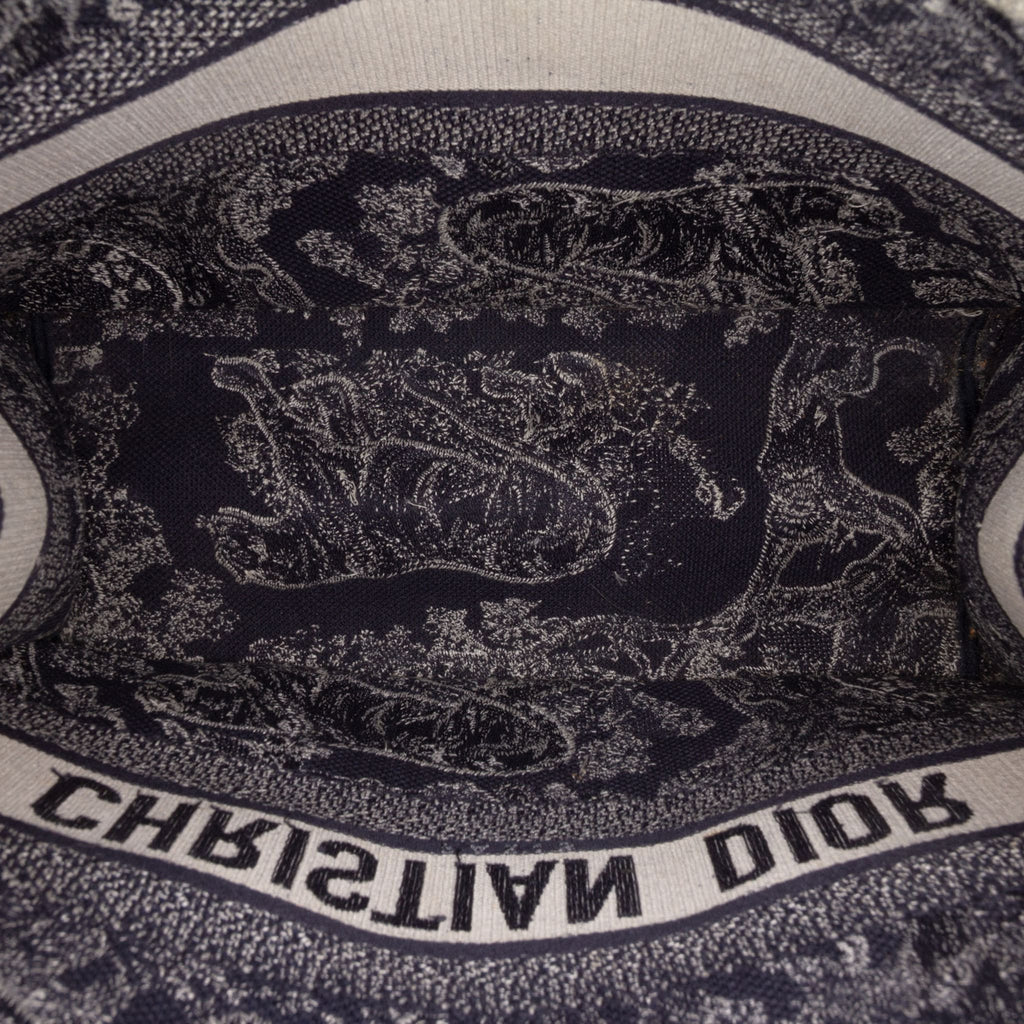 Second hand Dior Book Tote Medium Canvas Embroidery Handbag Blue - Tabita Bags