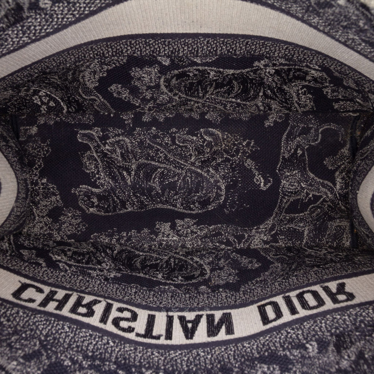Second hand Dior Book Tote Medium Canvas Embroidery Handbag Blue - Tabita Bags