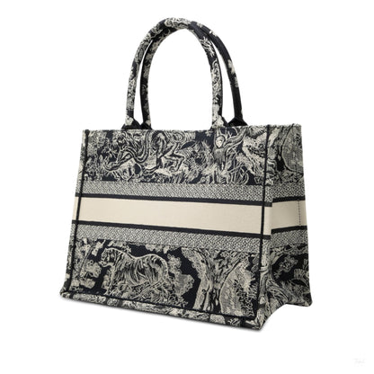 Second hand Dior Book Tote Medium Canvas Embroidery Handbag Dioriviera Toile De Jouy Blue - Tabita Bags