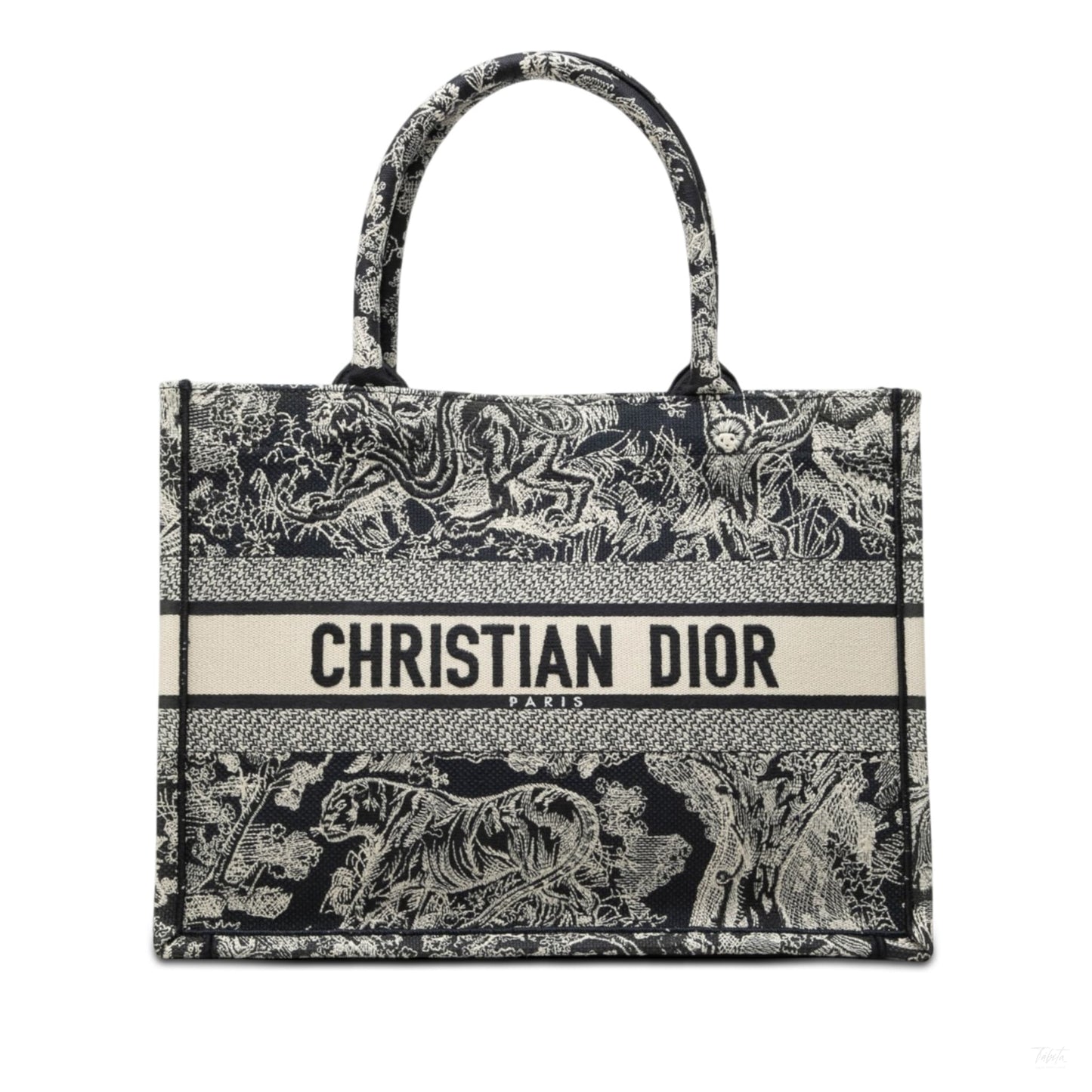 Second hand Dior Book Tote Medium Canvas Embroidery Handbag Dioriviera Toile De Jouy Blue - Tabita Bags