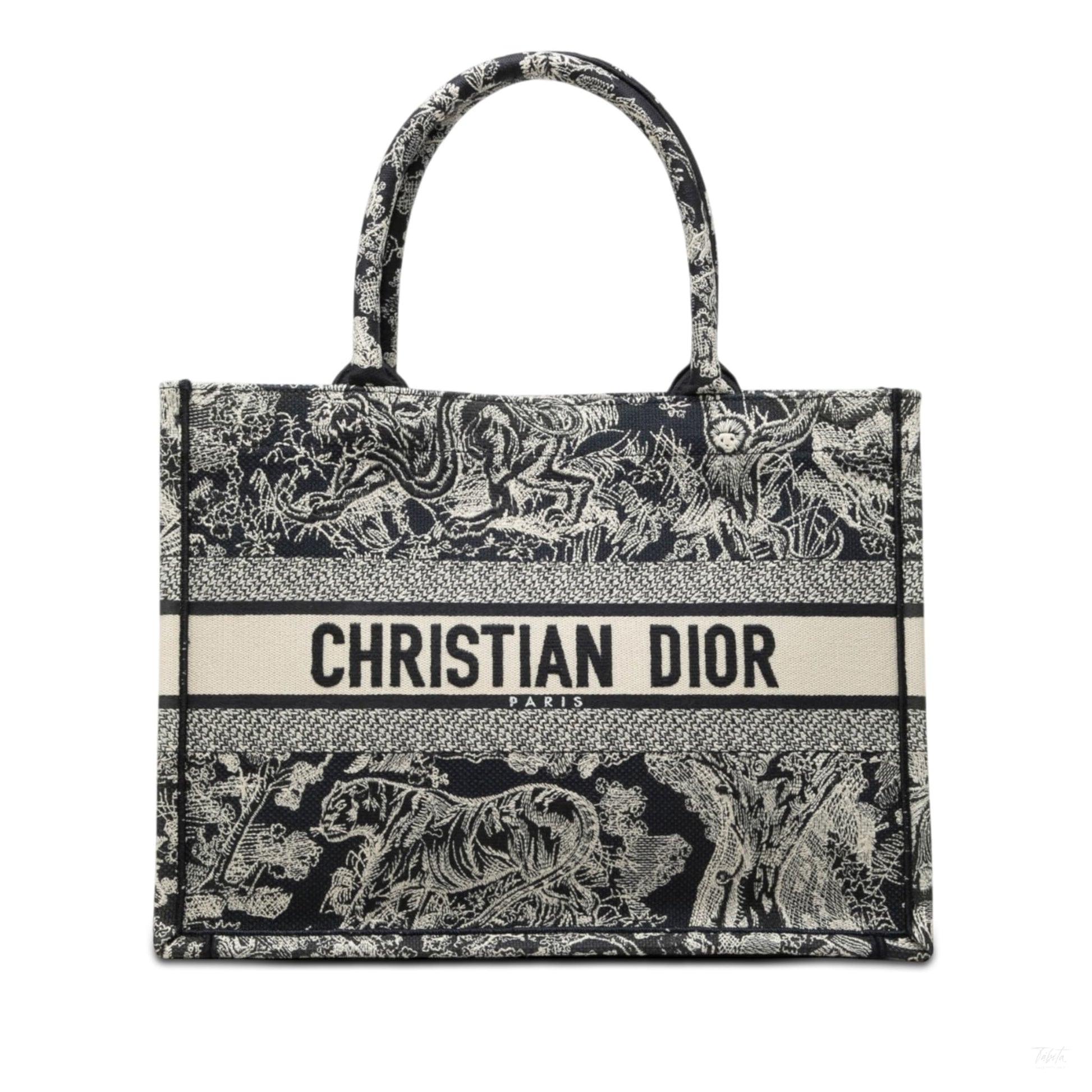 Second hand Dior Book Tote Medium Canvas Embroidery Handbag Dioriviera Toile De Jouy Blue - Tabita Bags