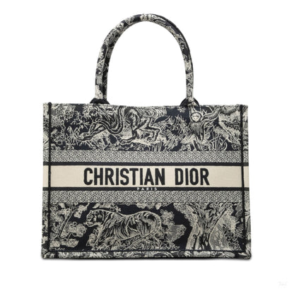 Second hand Dior Book Tote Medium Canvas Embroidery Handbag Dioriviera Toile De Jouy Blue - Tabita Bags