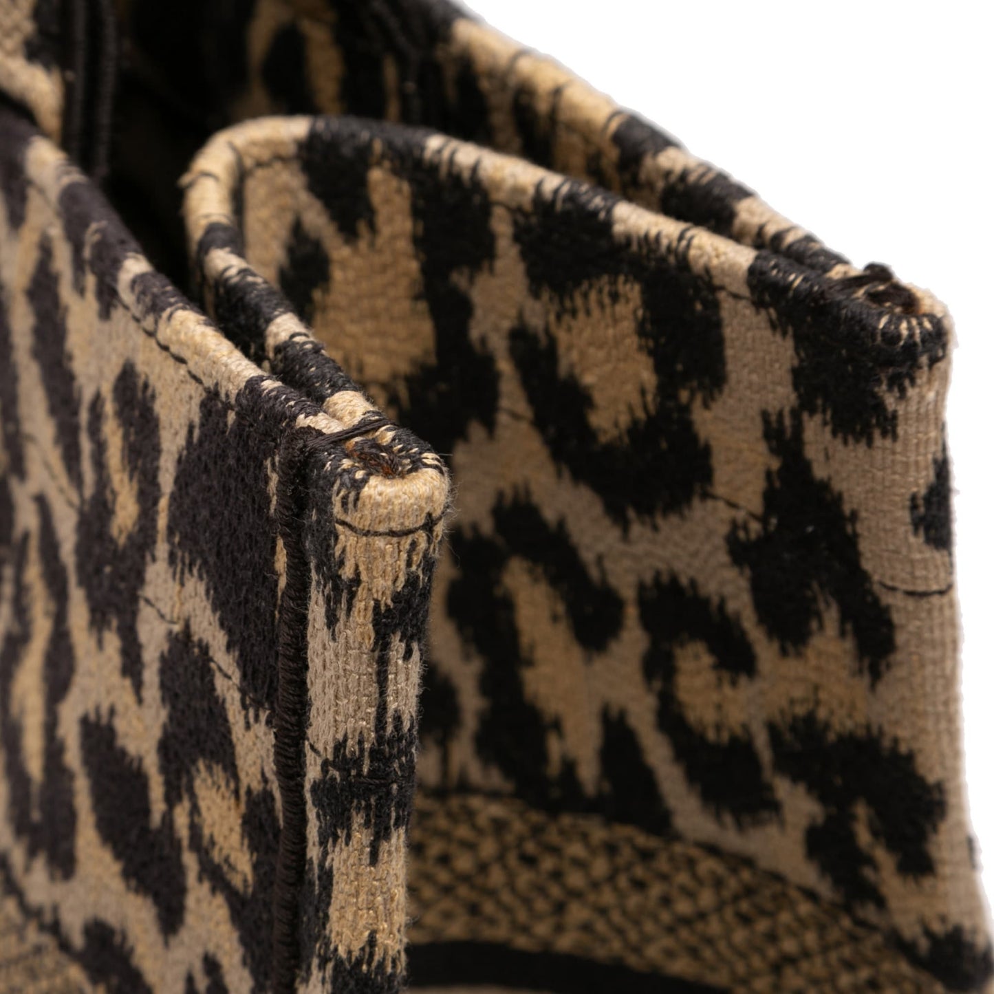 Second hand Dior Book Tote Medium Canvas Embroidery Handbag Mizza Leopard - Tabita Bags
