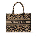 Second hand Dior Book Tote Medium Canvas Embroidery Handbag Mizza Leopard - Tabita Bags