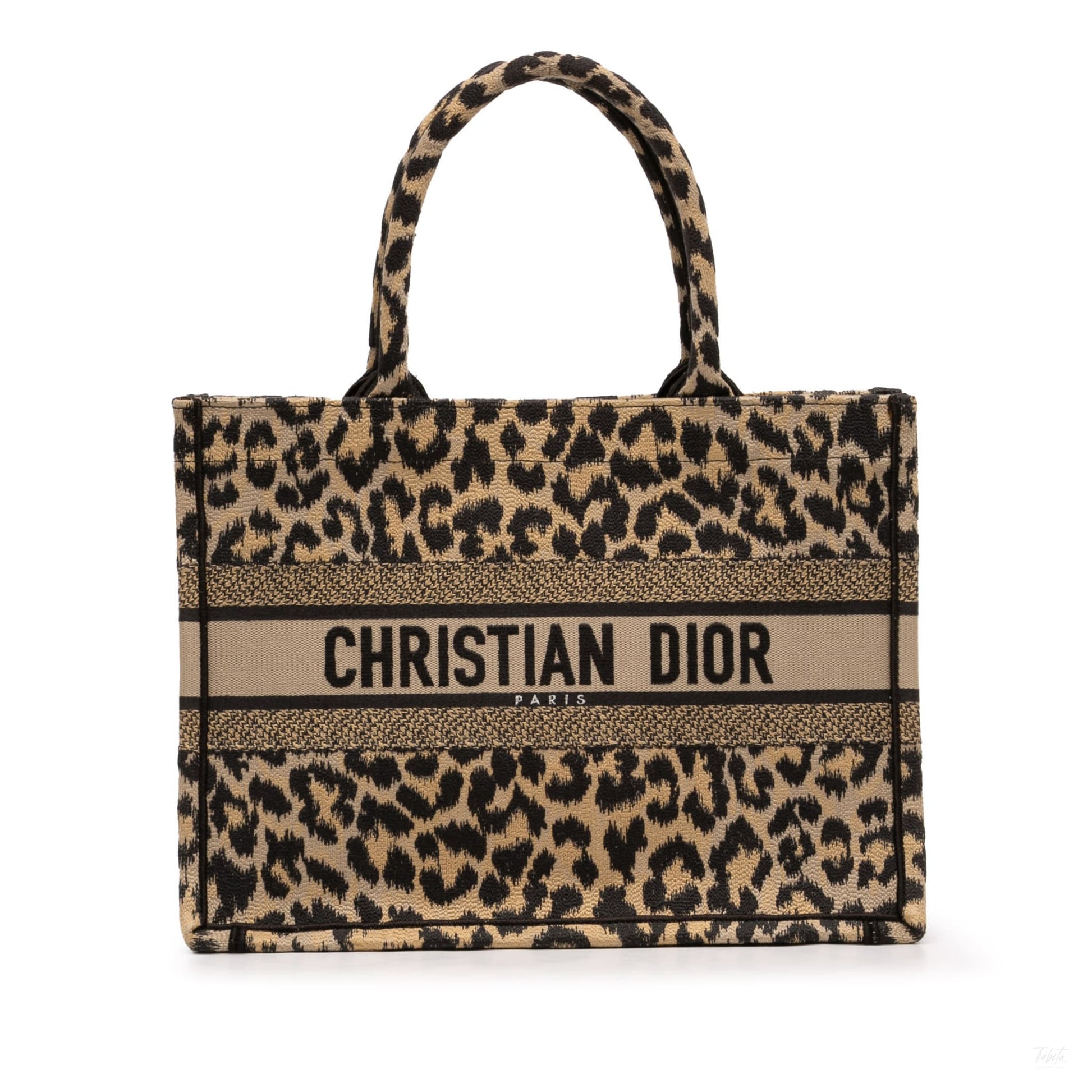 Second hand Dior Book Tote Medium Canvas Embroidery Handbag Mizza Leopard - Tabita Bags
