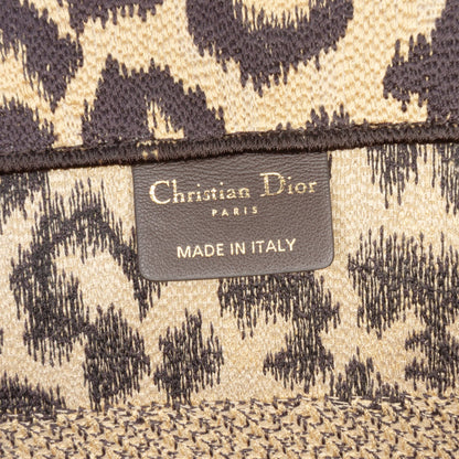 Second hand Dior Book Tote Medium Canvas Embroidery Handbag Mizza Leopard - Tabita Bags