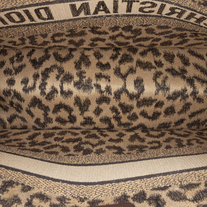 Second hand Dior Book Tote Medium Canvas Embroidery Handbag Mizza Leopard - Tabita Bags
