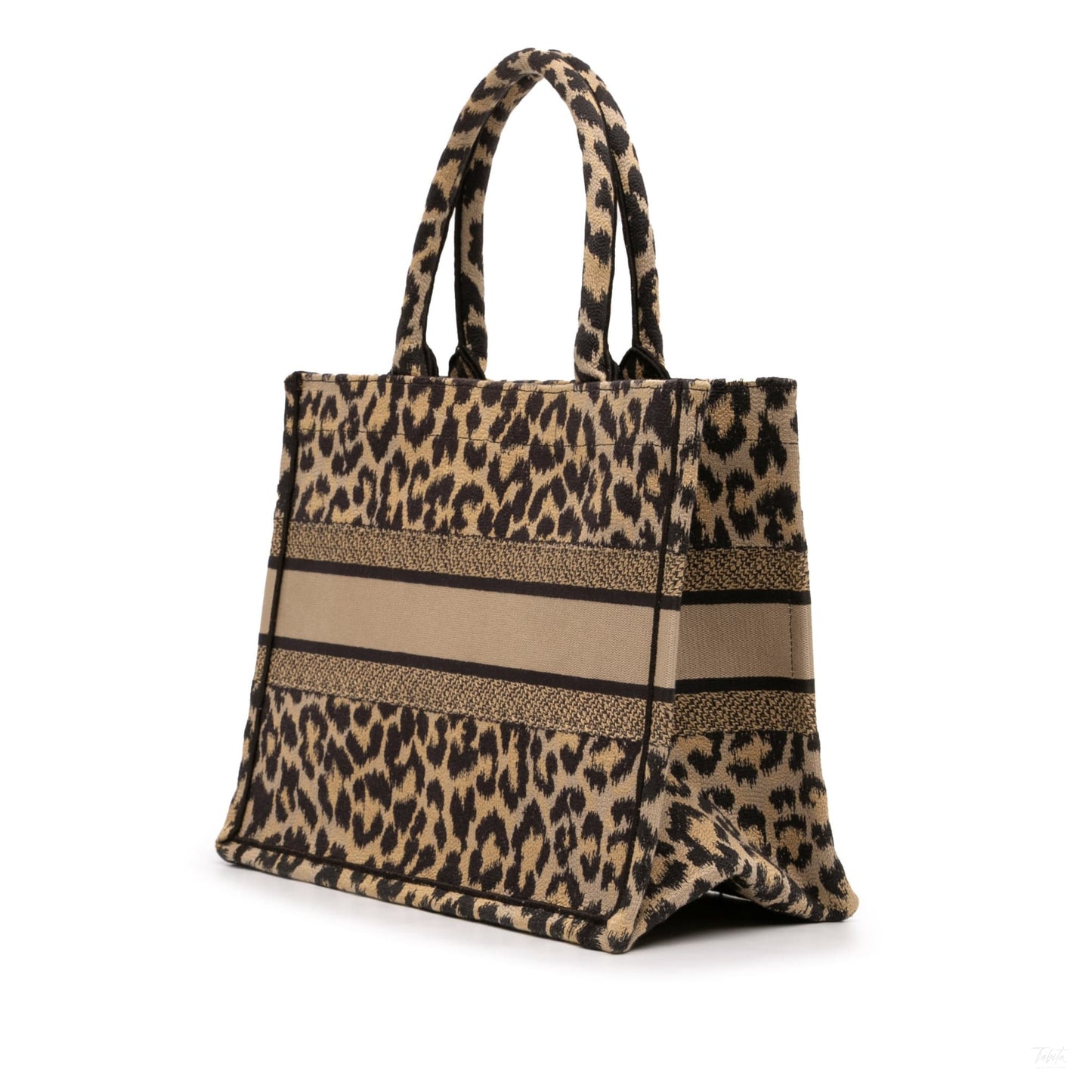 Second hand Dior Book Tote Medium Canvas Embroidery Handbag Mizza Leopard - Tabita Bags