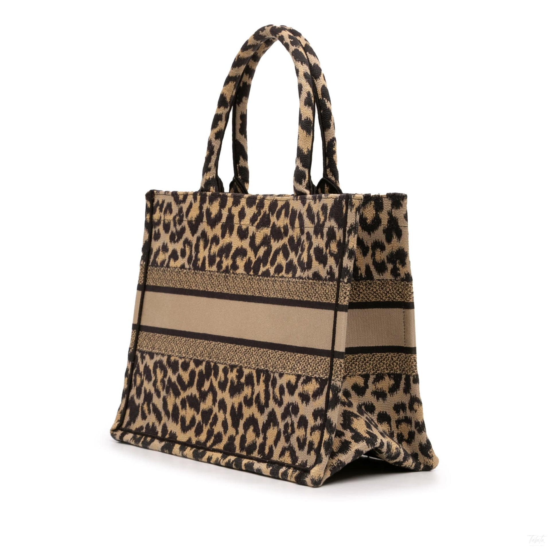 Second hand Dior Book Tote Medium Canvas Embroidery Handbag Mizza Leopard - Tabita Bags