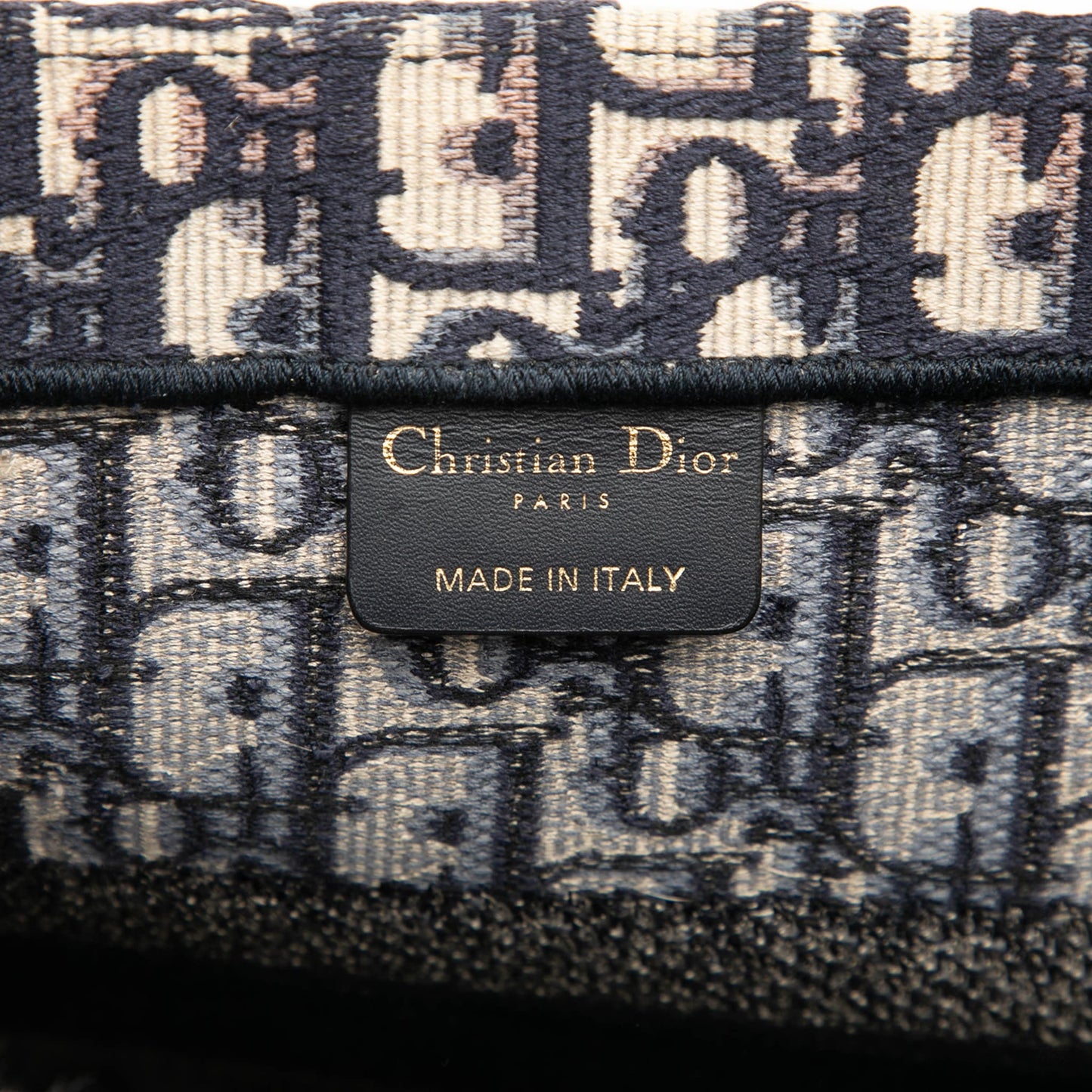 Second hand Dior Book Tote Medium Canvas Embroidery Handbag Oblique Blue - Tabita Bags