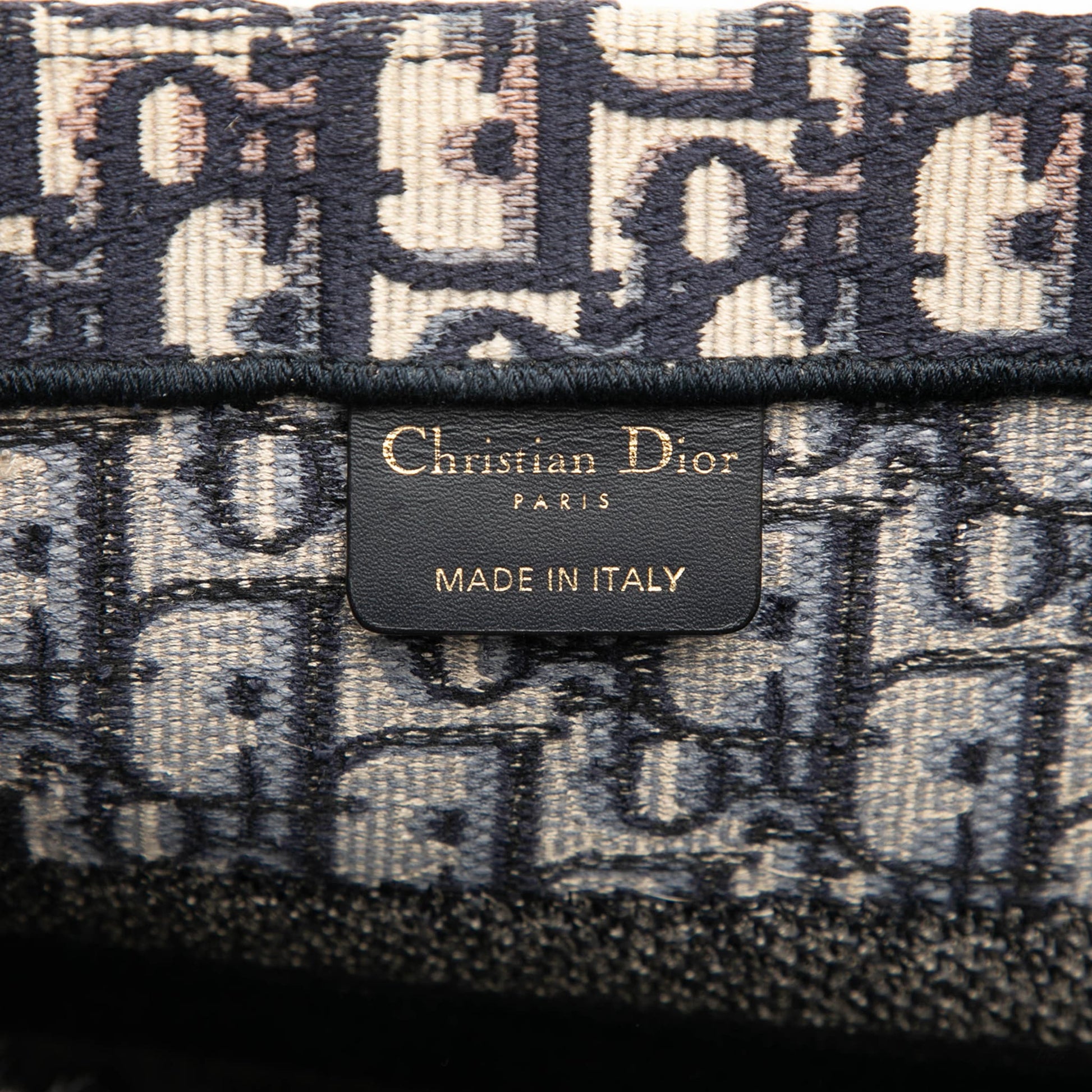 Second hand Dior Book Tote Medium Canvas Embroidery Handbag Oblique Blue - Tabita Bags