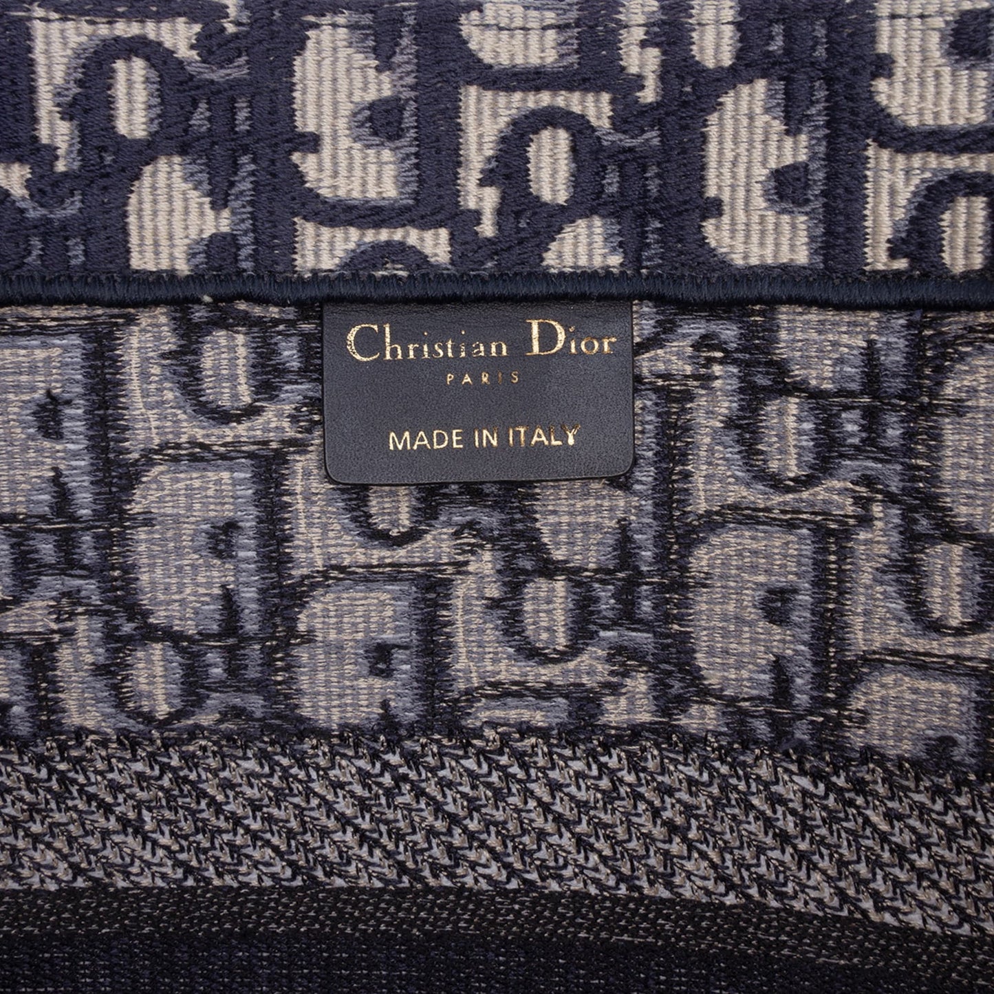 Second hand Dior Book Tote Medium Canvas Embroidery Handbag Oblique Blue - Tabita Bags