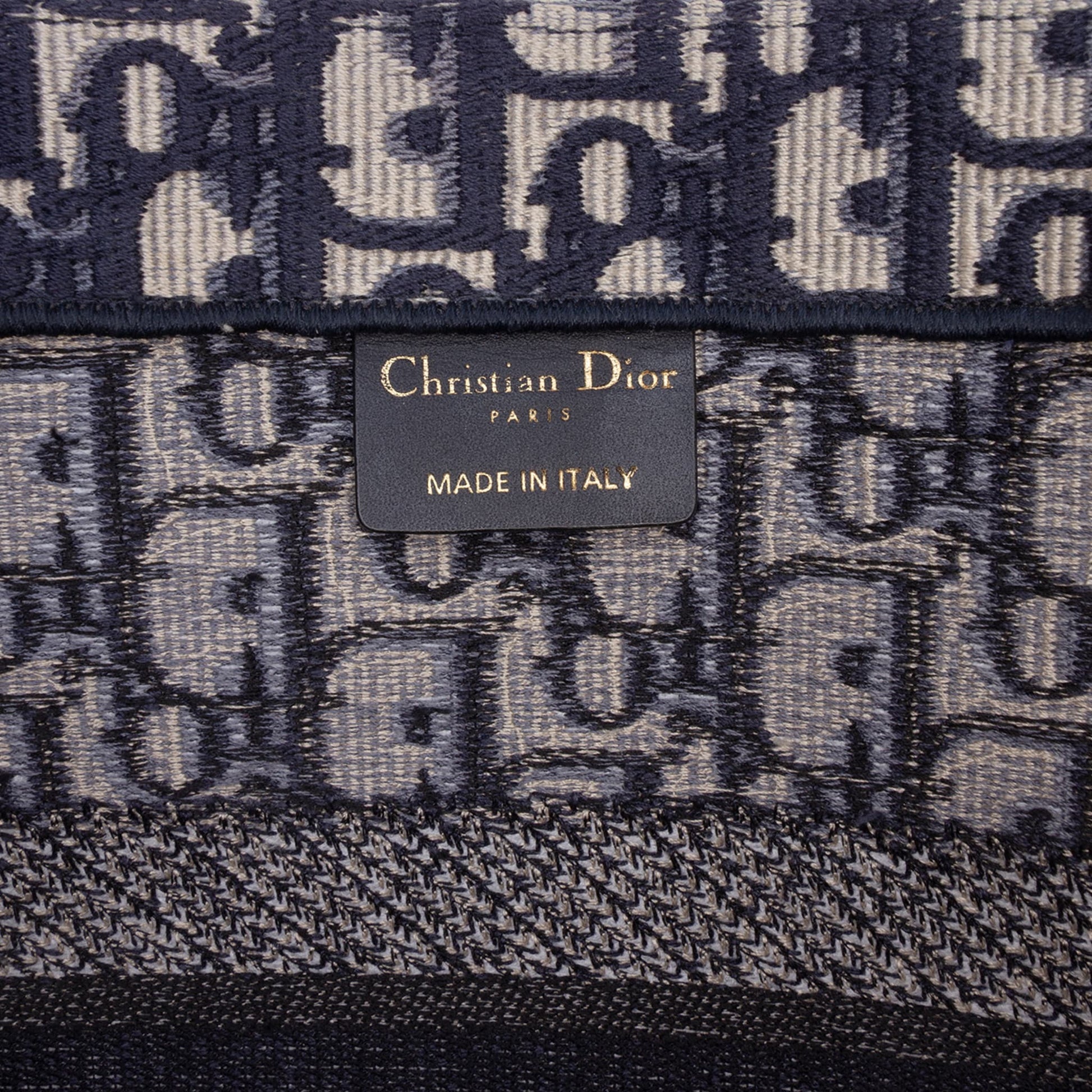 Second hand Dior Book Tote Medium Canvas Embroidery Handbag Oblique Blue - Tabita Bags