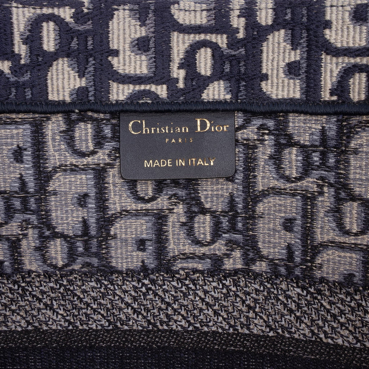 Second hand Dior Book Tote Medium Canvas Embroidery Handbag Oblique Blue - Tabita Bags