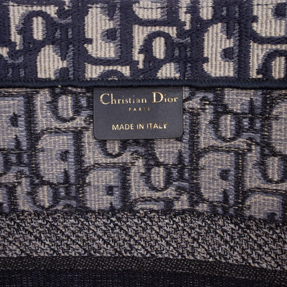 Second hand Dior Book Tote Medium Canvas Embroidery Handbag Oblique Blue - Tabita Bags