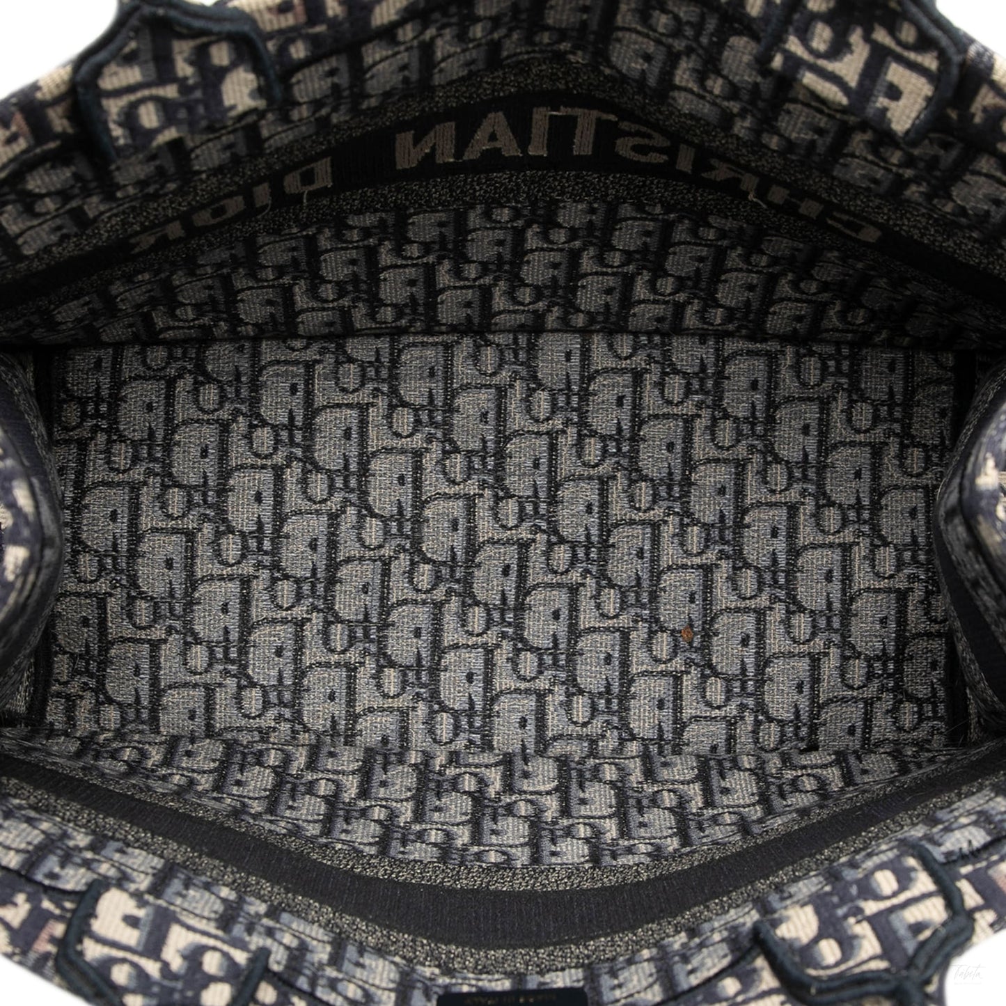 Second hand Dior Book Tote Medium Canvas Embroidery Handbag Oblique Blue - Tabita Bags