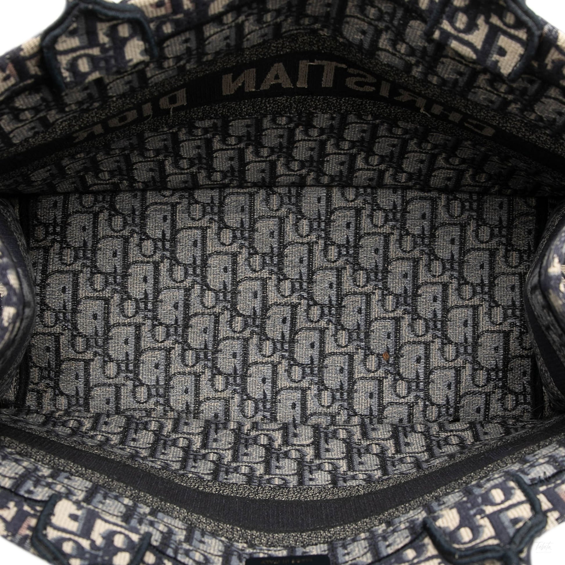 Second hand Dior Book Tote Medium Canvas Embroidery Handbag Oblique Blue - Tabita Bags