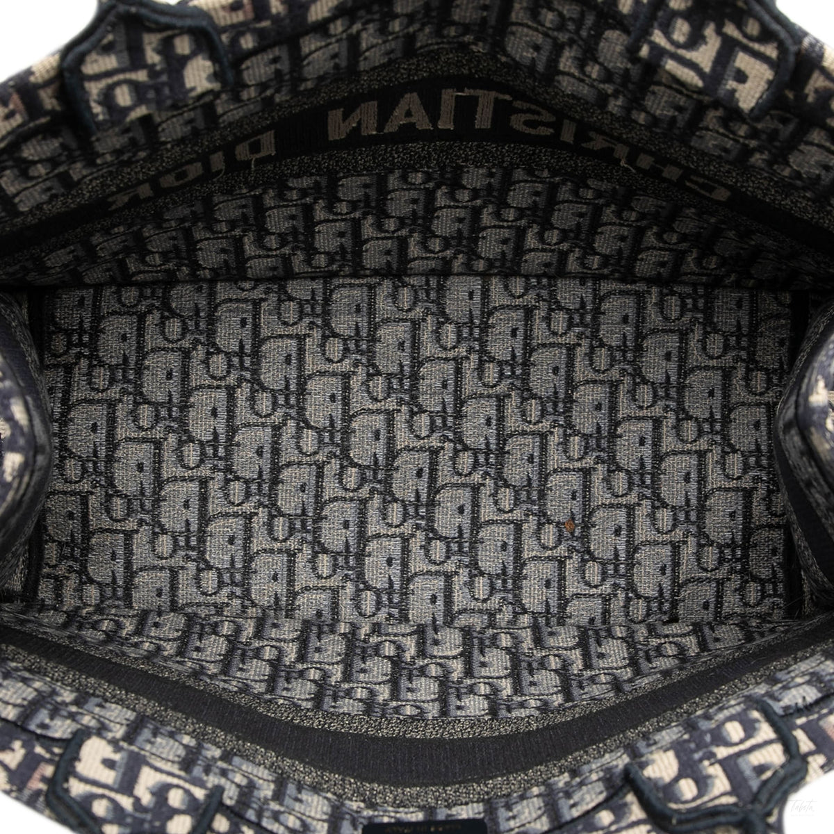Second hand Dior Book Tote Medium Canvas Embroidery Handbag Oblique Blue - Tabita Bags