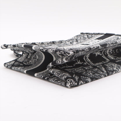 Second hand Dior Book Tote Medium Canvas Embroidery Handbag Plan de Paris Black & White - Tabita Bags