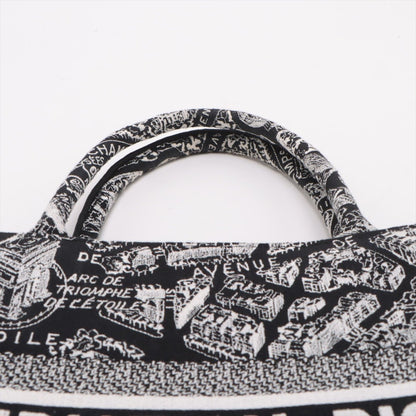 Second hand Dior Book Tote Medium Canvas Embroidery Handbag Plan de Paris Black & White - Tabita Bags