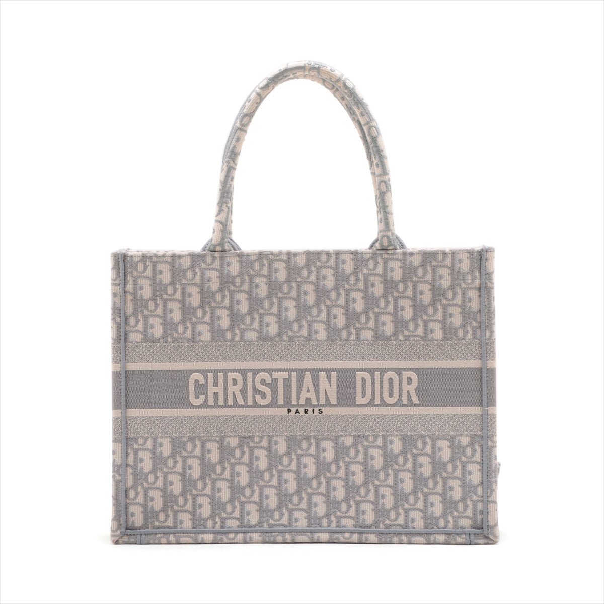 Second hand Dior Book Tote Medium Embroidery Canvas Bag Dior Oblique Grey - Tabita Bags