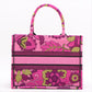 Second hand Dior Book Tote Medium Embroidery Canvas Bag Pink - Tabita Bags