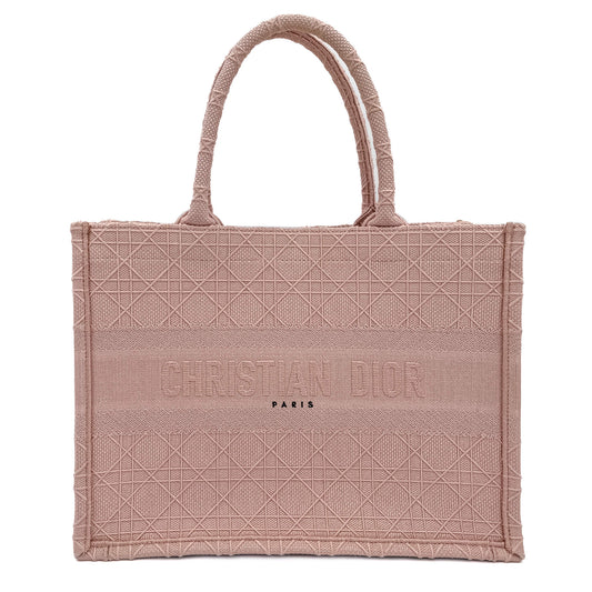 Second hand Dior Book Tote Medium Embroidery Canvas Bag Pink - Tabita Bags