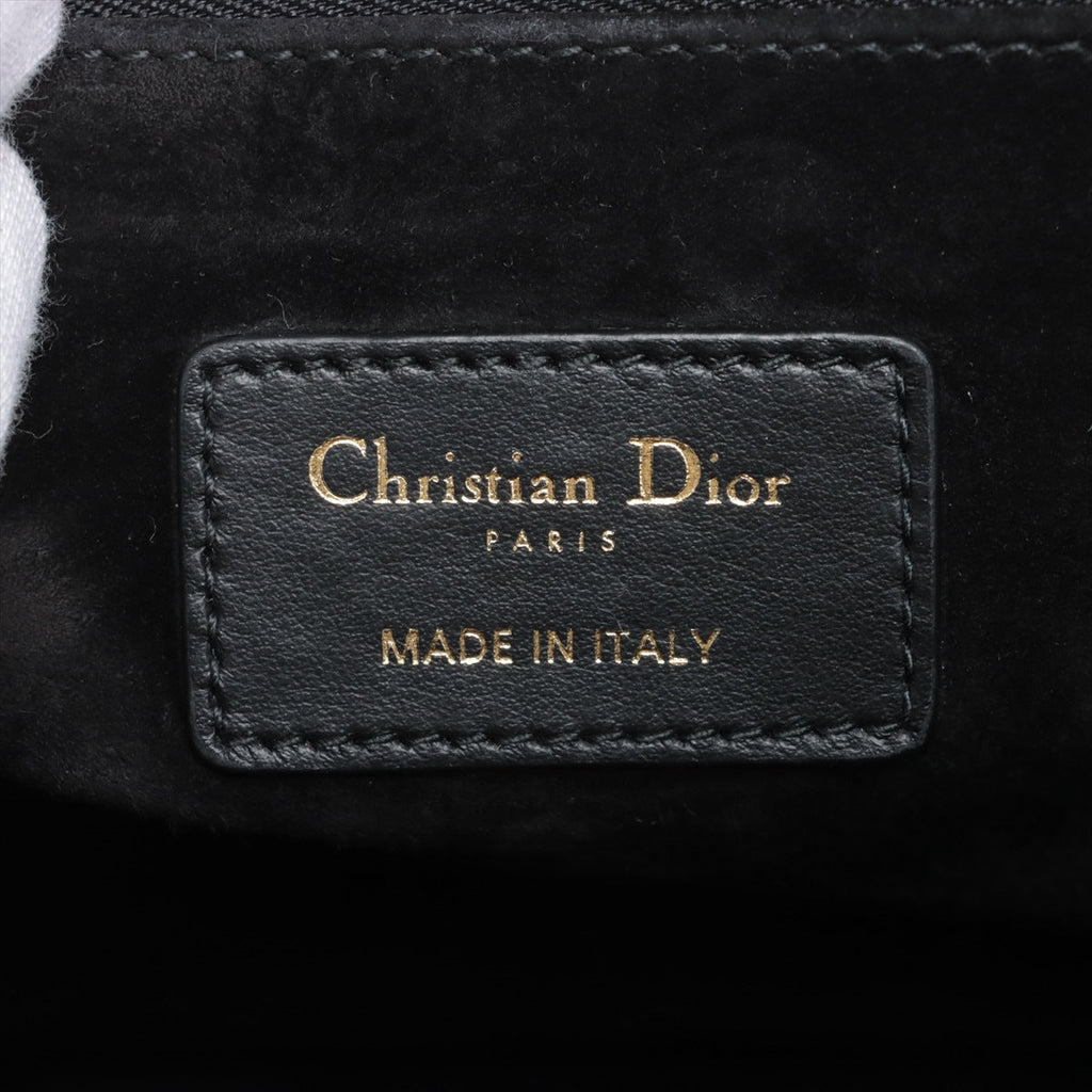 Second hand Dior Book Tote Medium Leather Macrocannage Handbag Black - Tabita Bags