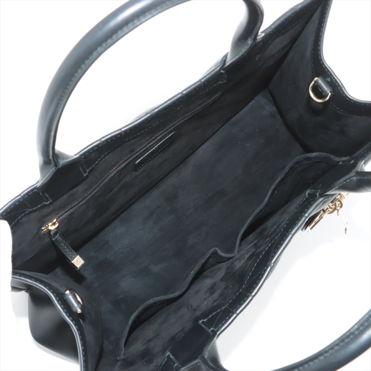 Second hand Dior Book Tote Medium Leather Macrocannage Handbag Black - Tabita Bags