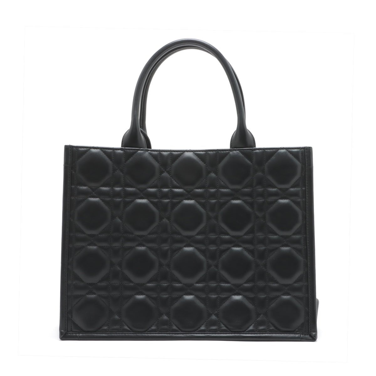 Second hand Dior Book Tote Medium Leather Macrocannage Handbag Black - Tabita Bags