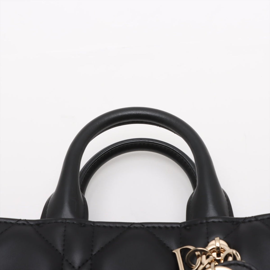 Second hand Dior Book Tote Mini Leather Macrocannage Handbag Black - Tabita Bags
