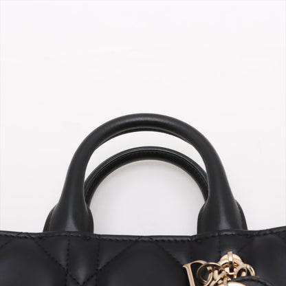 Second hand Dior Book Tote Mini Leather Macrocannage Handbag Black - Tabita Bags